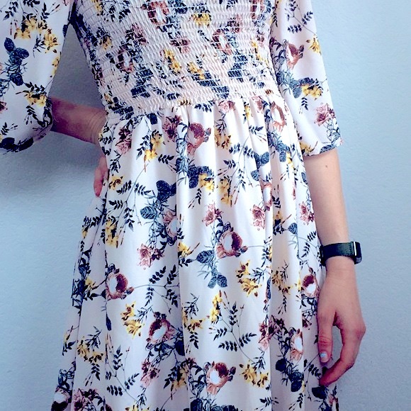 NWOT Audrey floral mini dress on or off shoulder crinkle/smock top - Picture 3 of 14